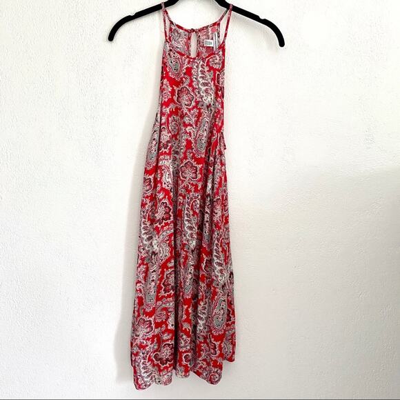 American Eagle Sleeveless Red Boho Print Dress Size XXS - Picture 1 of 9